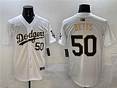 Men's Los Angeles Dodgers #50 Mookie Betts White Gold Limited Stitched Jersey,baseball caps,new era cap wholesale,wholesale hats